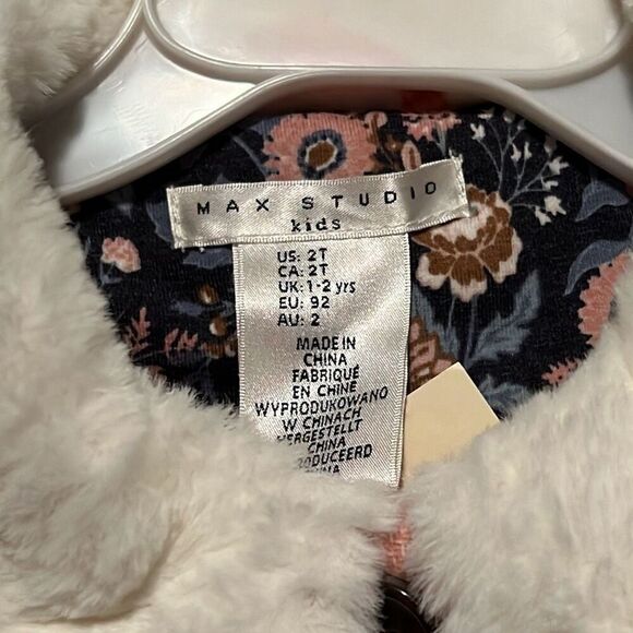 Max Studio Baby Pink Cream Top Faux Fur Trim Collar Coat Set 2-Piece Size 2T NWT - Picture 4 of 10